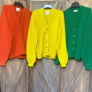 Sakowitz Houston Vintage 3 Hand-Knitted Cardigan Sweaters 100% Imported Alpaca